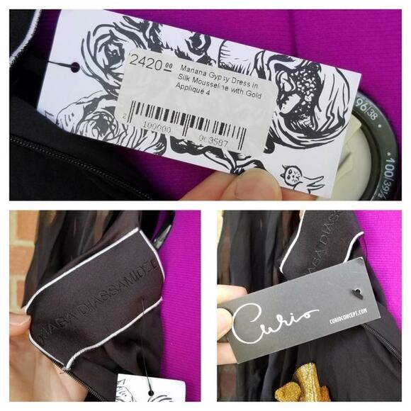 Djaba Diassamidze Mariana Gold Applique Gypsy Drss - Picture 4 of 9